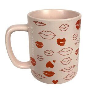 Starbucks 2020 Pink & Red Lips 14 Oz Ceramic Mug For Coffee Tea Valentines Gift